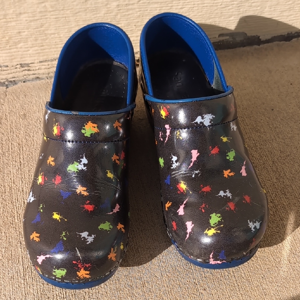 Sanita Black and Blue Paint Splatter Shoes
